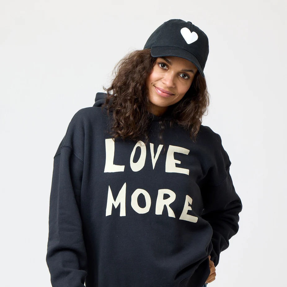 Kerri Rosenthal Baseball Hat Heart Patch in Black/White available at Barbara Katz