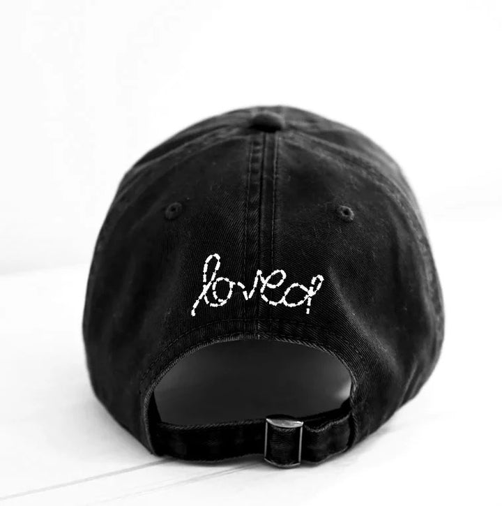 Kerri Rosenthal Baseball Hat Heart Patch in Black/White available at Barbara Katz