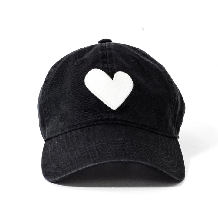 Kerri Rosenthal Baseball Hat Heart Patch in Black/White available at Barbara Katz