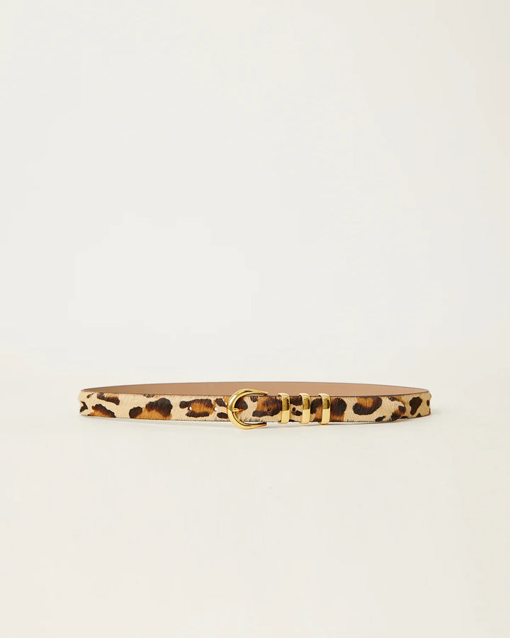 B-Low The Belt Kad Calf-Hair Leather Belt in Leopard Gold available at Barbara Katz