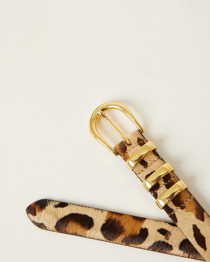 B-Low The Belt Kad Calf-Hair Belt in Leopard Gold available at Barbara Katz