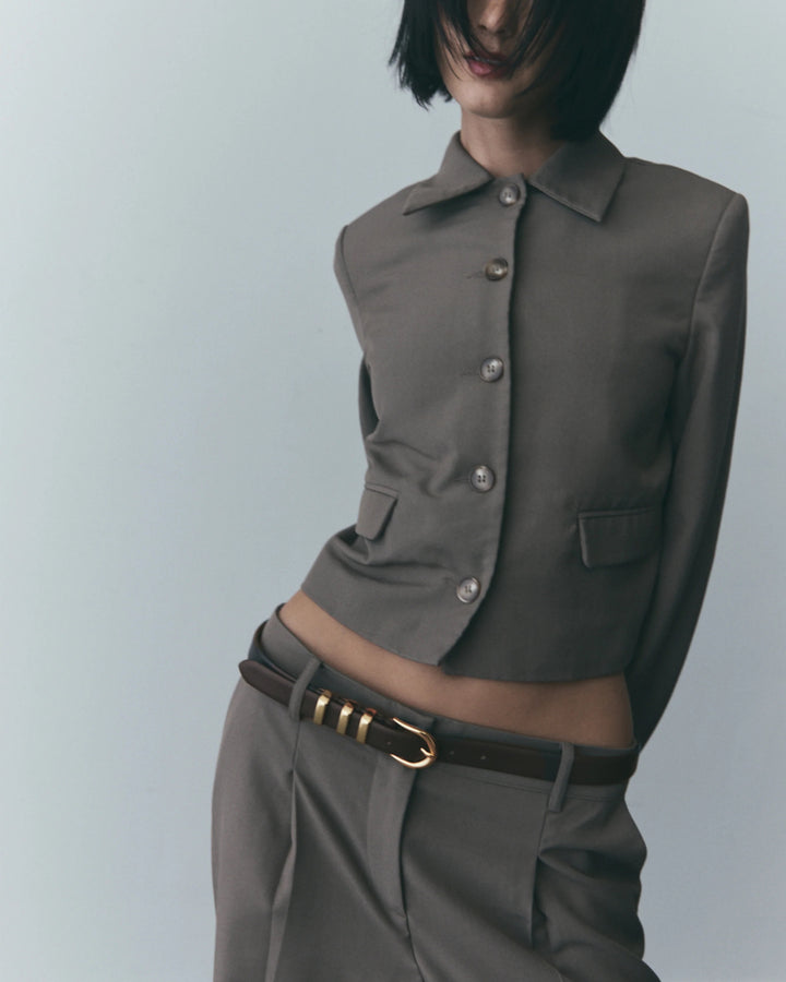 B-Low The Belt Kad Leather Belt in Chocolate Gold available at Barbara Katz