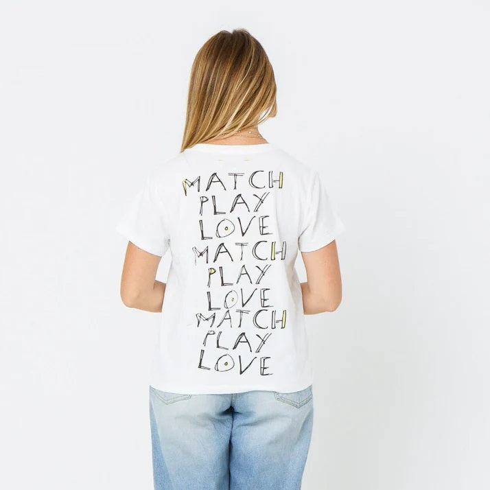 Kerri Rosenthal Suke Play Love Tee, limited edition 100% cotton t-shirt with crew neckline, short sleeves, embroidered KR Heart logo in front, and printed artwork on the back #graphictee $casualwear