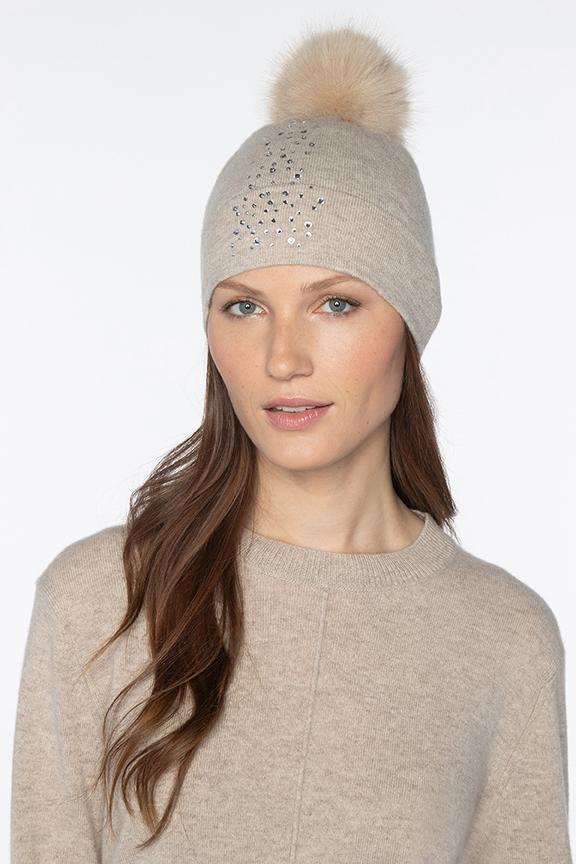 Kinross Cashmere Crystal Hat in Mushroom