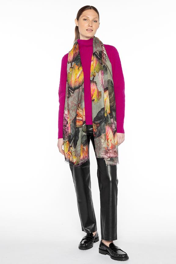 Kinross Cashmere Tulip Print Scarf in Multi