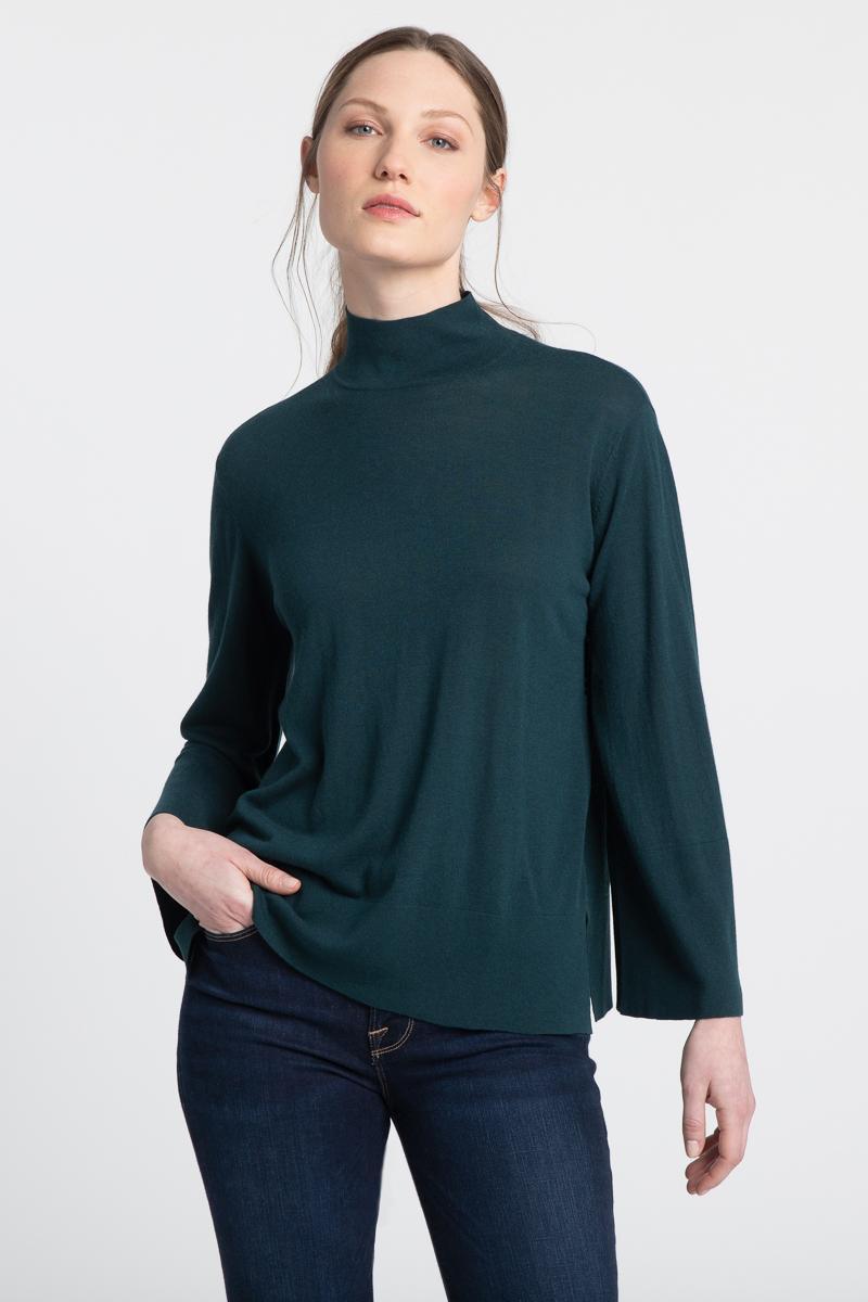 Kinross Cashmere Easy Mock Sweater available at Barbara Katz