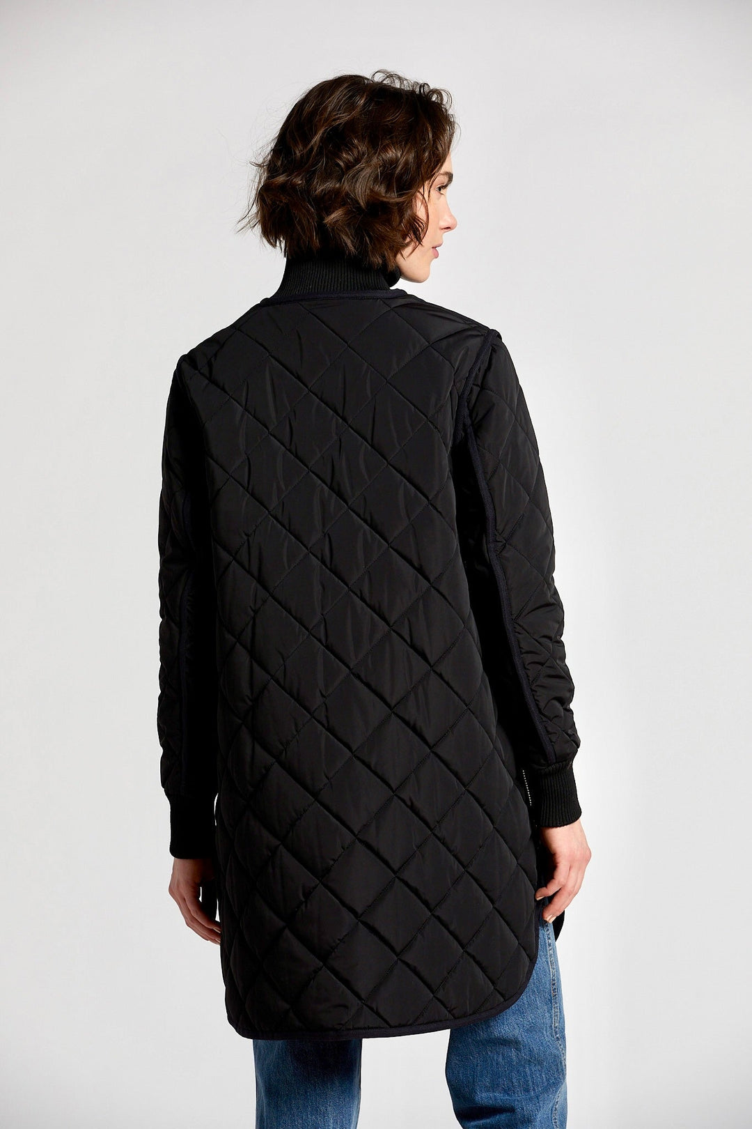 Adroit Atelier Libby Quilted Full Zip Coat in Black available at Barbara Katz