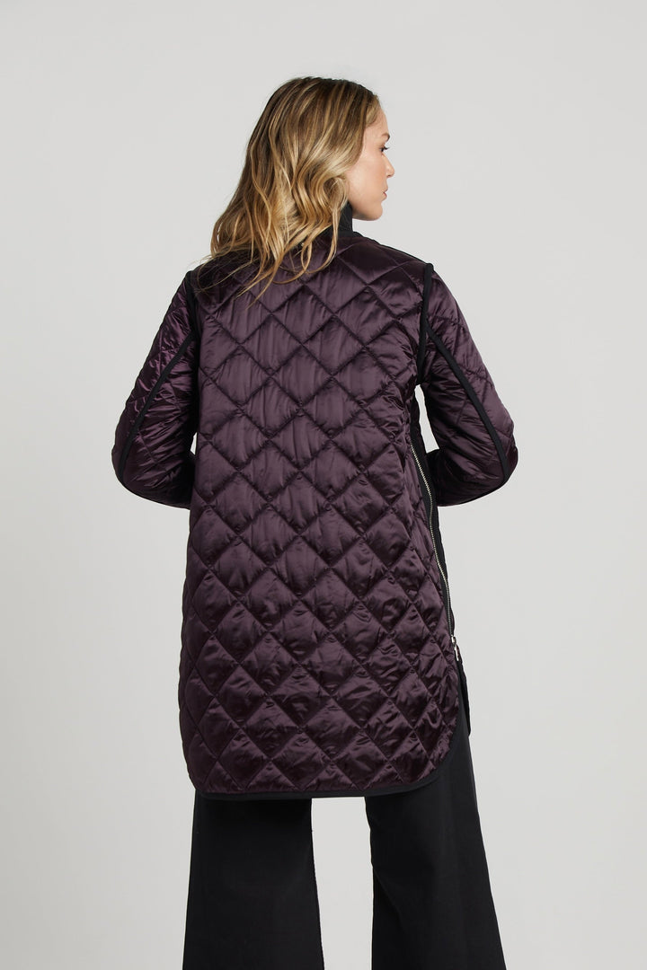 Adroit Atelier Libby Quilted Full Zip Coat in Mulberry available at Barbara Katz