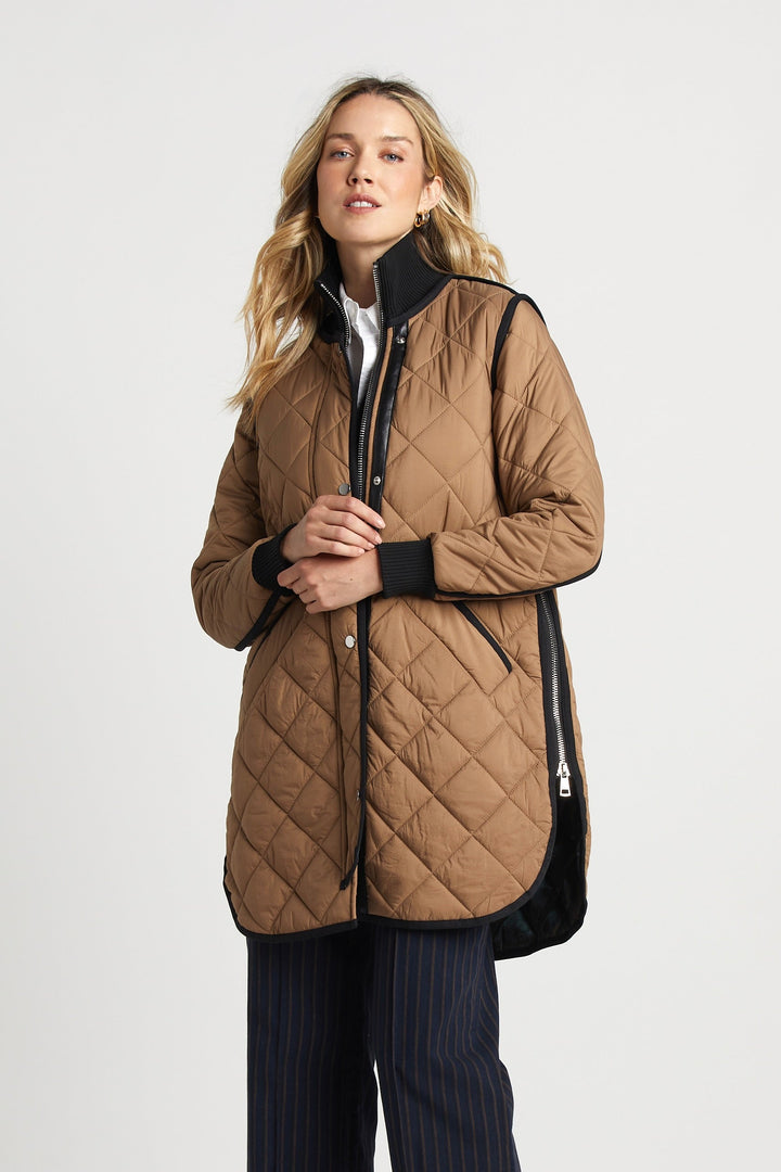 Adroit Atelier Libby Quilted Full Zip Coat - Toffee available at Barbara Katz