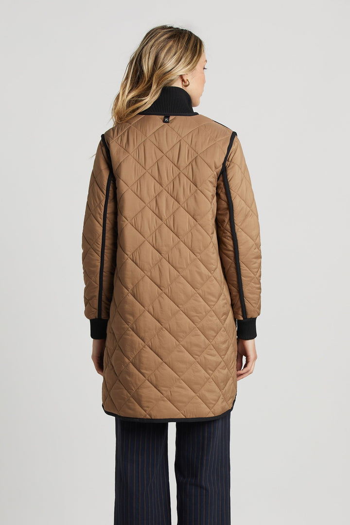 Adroit Atelier Libby Quilted Full Zip Coat - Toffee available at Barbara Katz