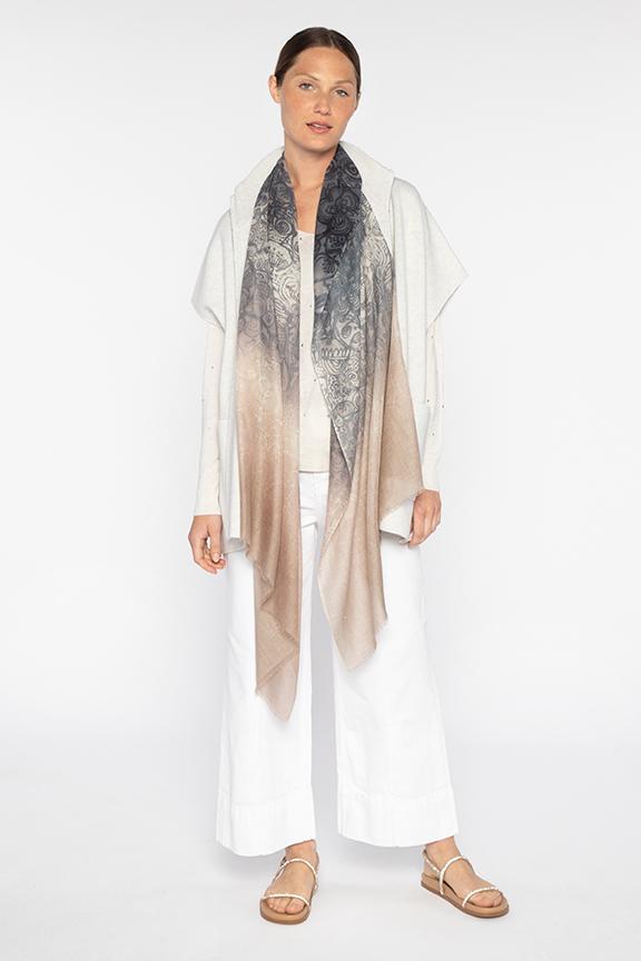 Kinross Cashmere Ombre Reef Print Scarf available at Barbara Katz