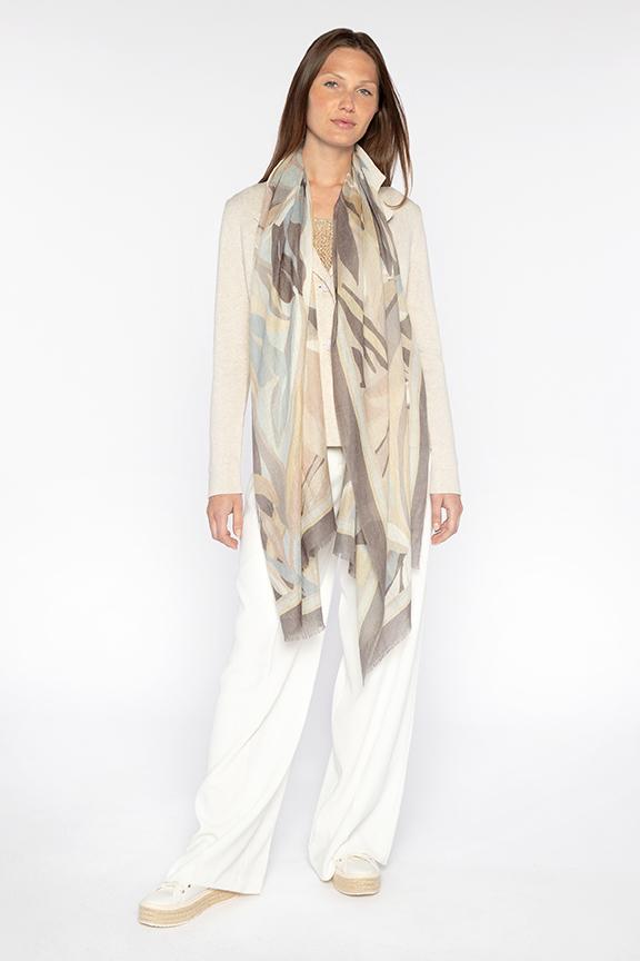 Kinross Palm Print Scarf - Driftwood available at Barbara Katz