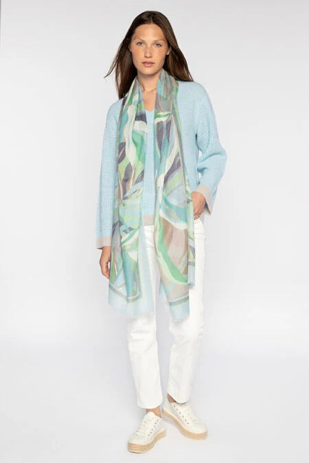 Kinross Palm Print Scarf - Surf available at Barbara Katz