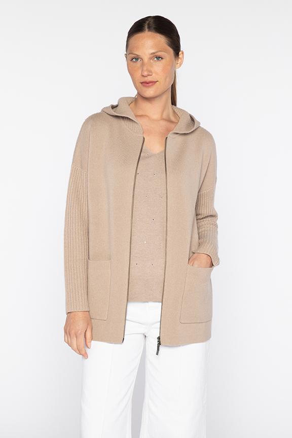 Kinross Cashmere Doubleknit Rib Zip Hoodie available at Barbara Katz