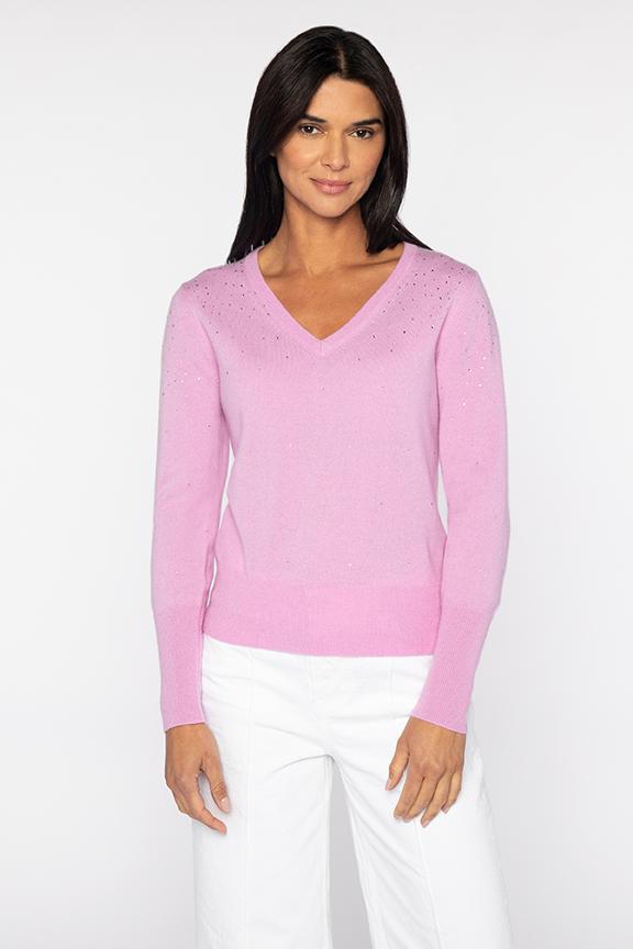 Kinross Cashmere Crystal Vee available at Barbara Katz