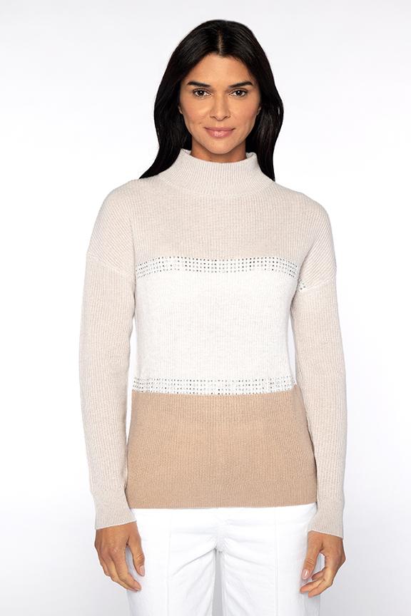 Kinross Cashmere Crystal Rib Funnel Sweater available at Barbara Katz