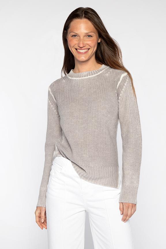 Kinross Cashmere Spray Print Hi-Low Crew Sweater available at Barbara Katz