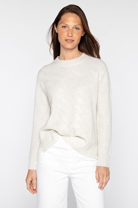 Kinross Cashmere Easy Cable Crew Sweater available at Barbara Katz