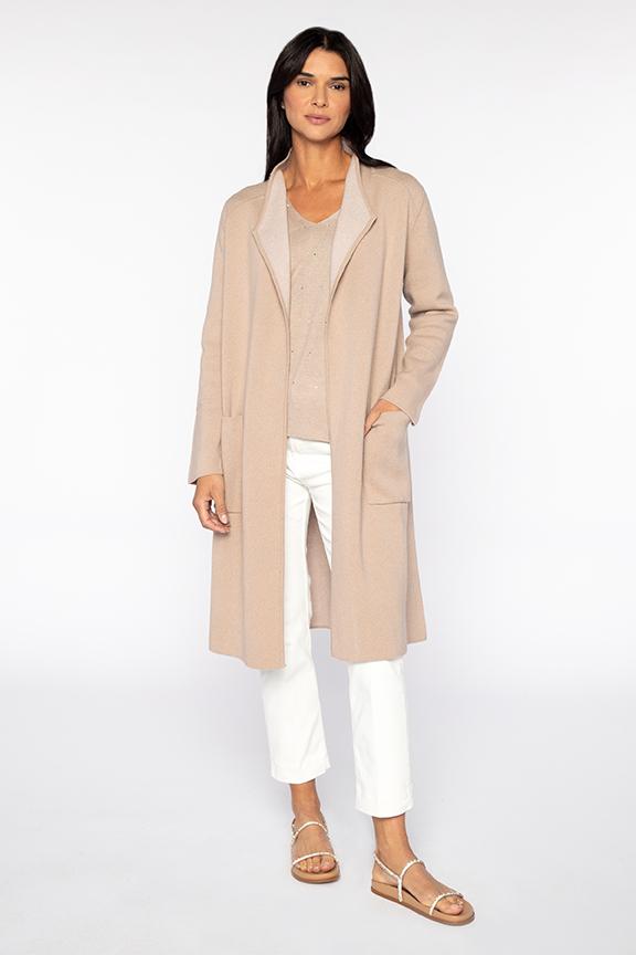 Kinross Reversible Drape Front Cardigan available at Barbara Katz