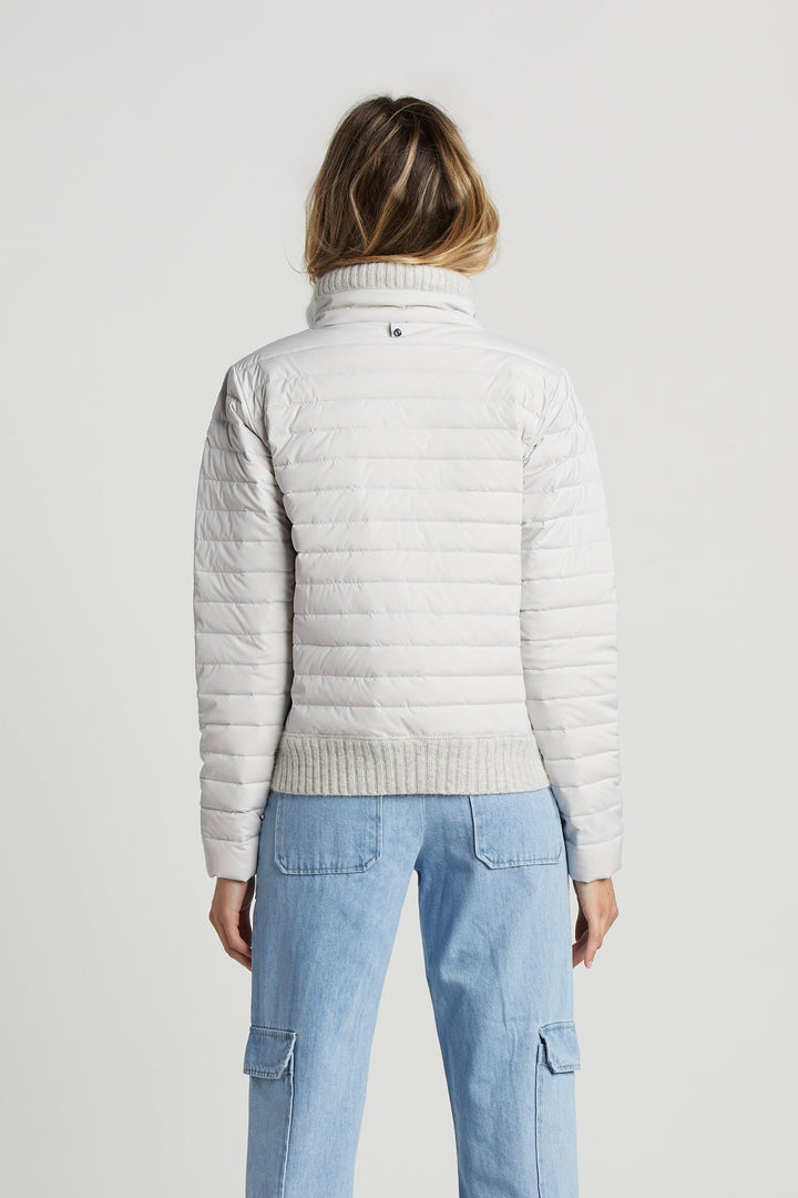 Adroit Atelier Lulu Lightweight Quilted Down Jacket With Knit Trim - Cloud available at Barbara Katz