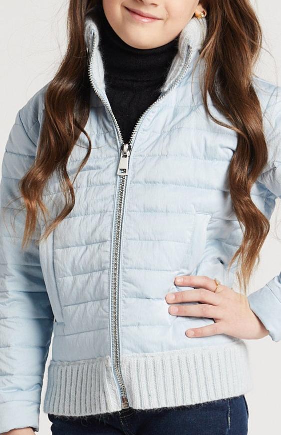 Lulu Light Weight Quilted Down Jacket w/ Knit Trim Details