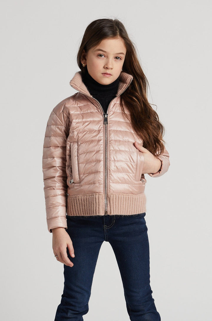 Lulu Light Weight Quilted Down Jacket w/ Knit Trim Details