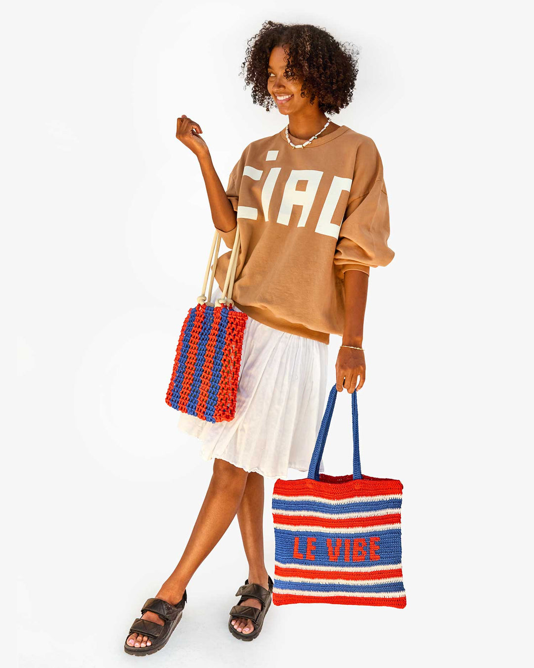 Clare V Michel Tote Bag - Cobalt & Bright Poppy Le Vibe