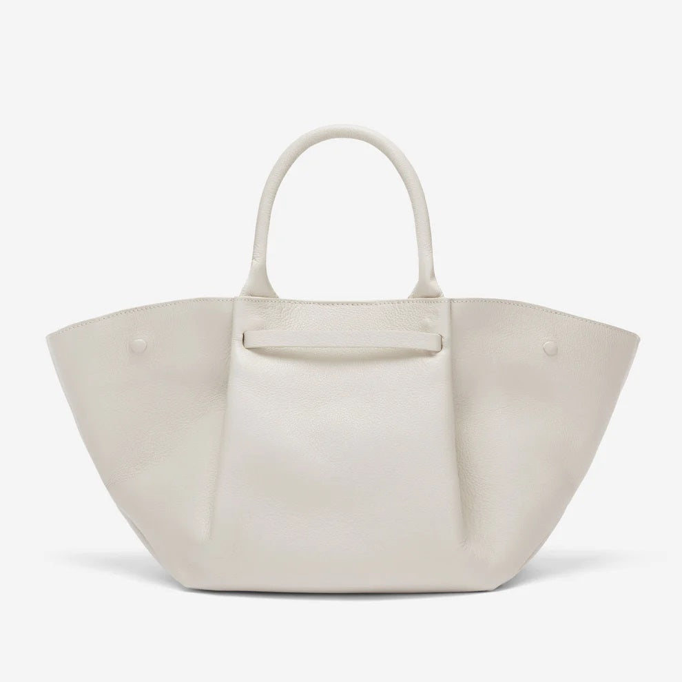 DeMellier Midi New York Tote Leather Bag in Off White available at Barbara Katz