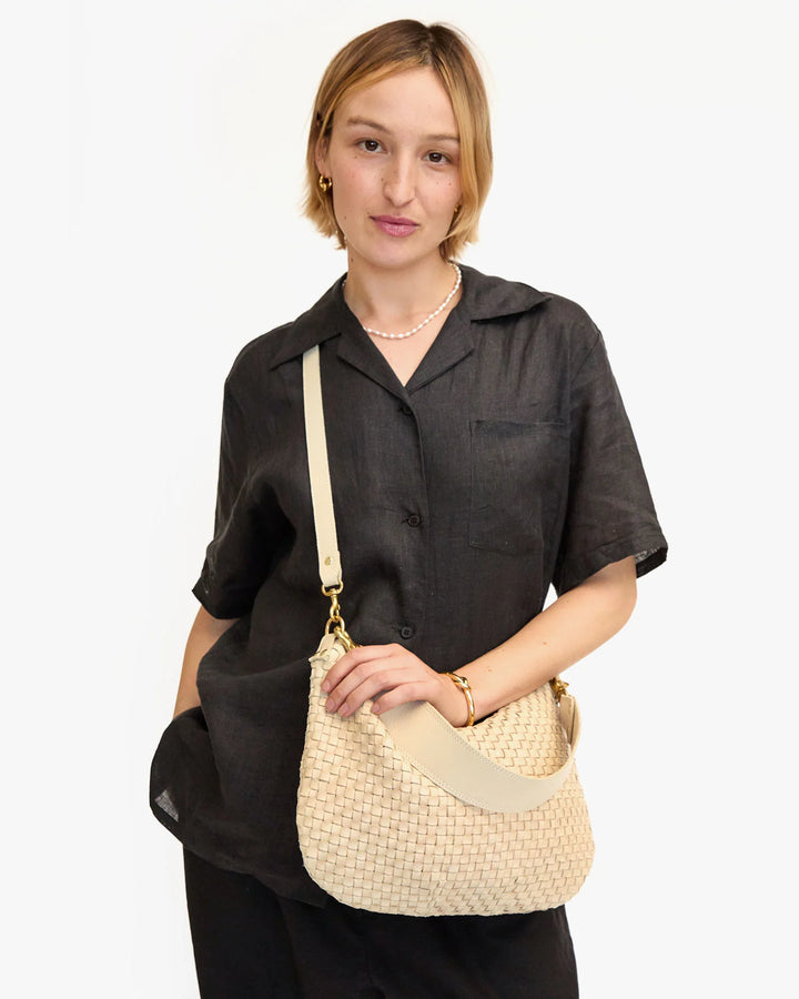 Clare V Moyen Messenger - Cream Woven Checker