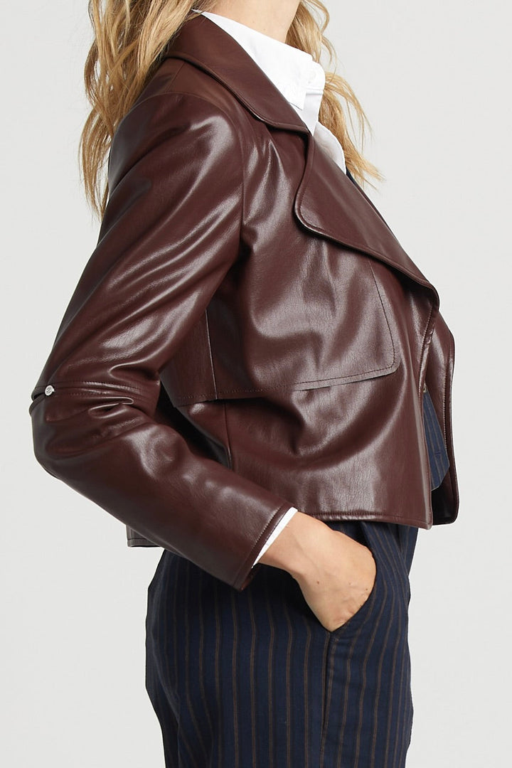 Adroit Atelier Ninon Short Vegan Leather Jacket - Chocolate