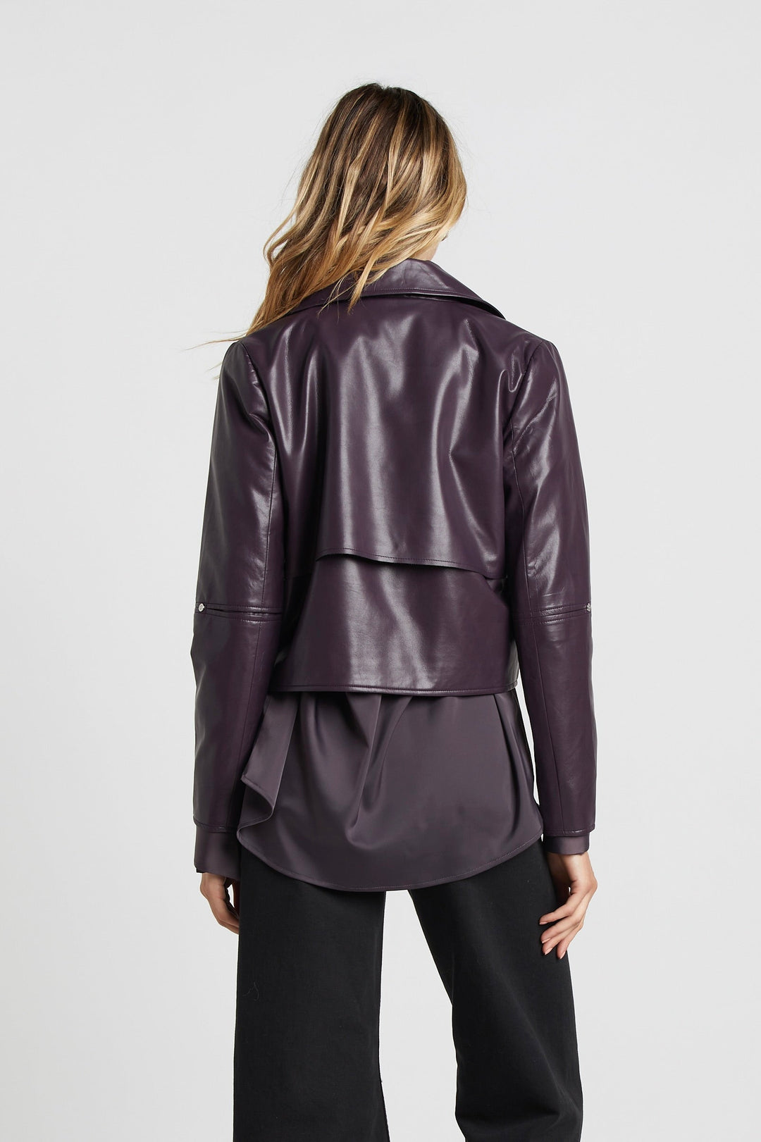 Adroit Atelier Ninon Short Vegan Leather Jacket - Mulberry