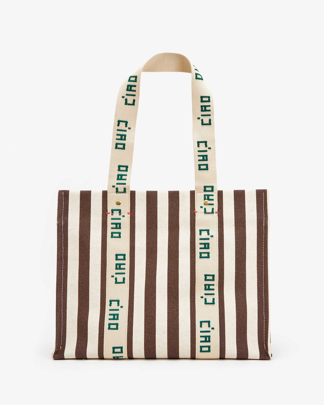 Clare V Noemie Tote Bag in Natural & Mocha Stripe Canvas