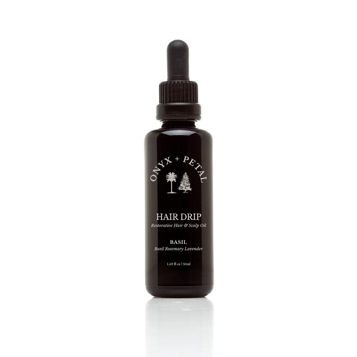 Onyx + Petal Basil Hair Drip Restorative Hair & Scalp Oil 1.69oz available at Barbara Katz