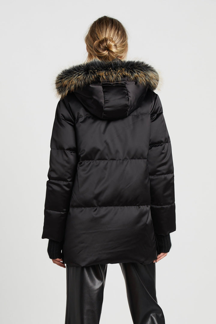 Adroit Atelier Patsy Hooded Down Coat - Black available at Barbara Katz