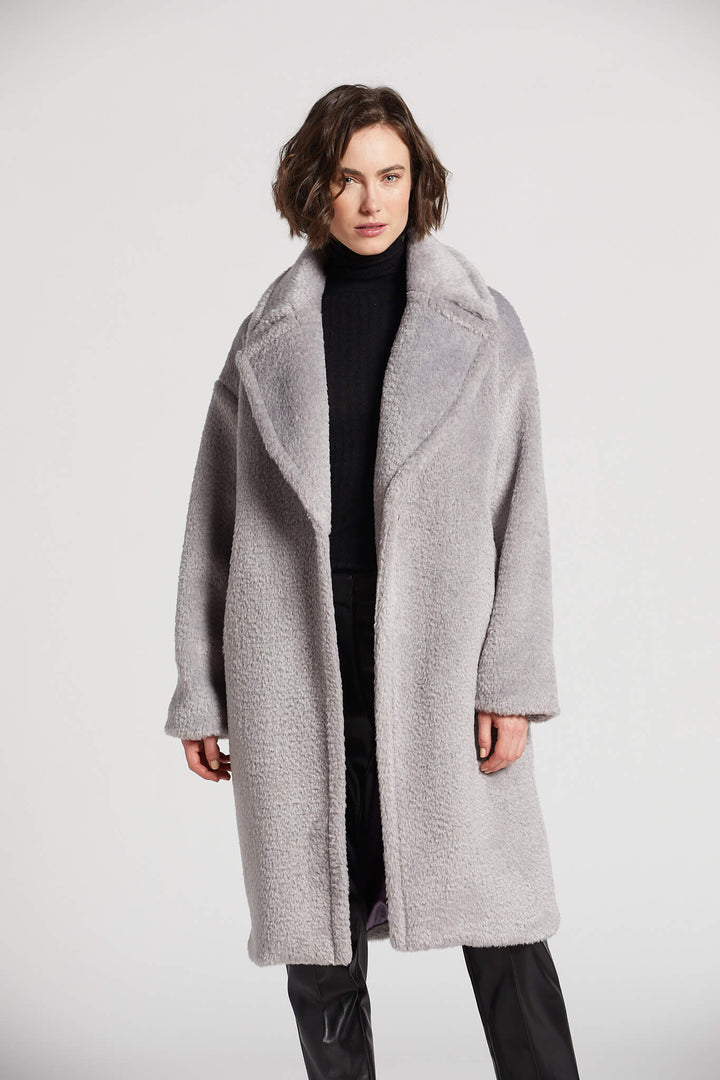 Adroit Atelier Polly Long Faux Fur Coat - Silver Grey available at Barbara Katz