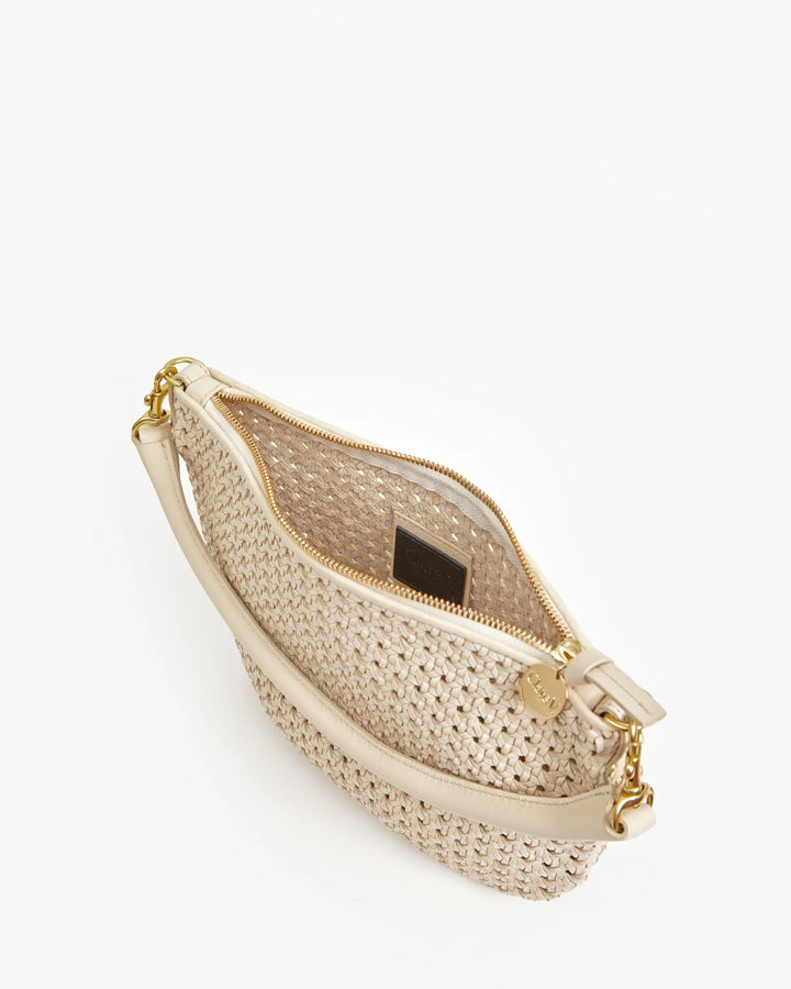 Clare V Petit Moyen Messenger Bag in Cream Rattan available at Barbara Katz