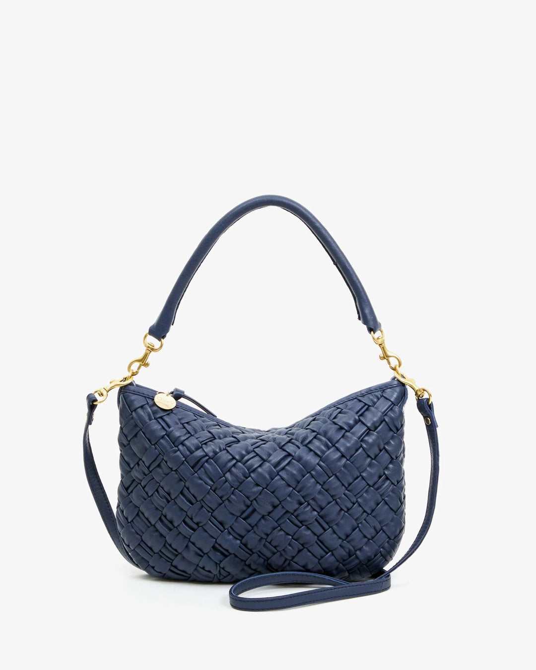 Clare V Petit Moyen Messenger Bag in Navy Puffy Woven available at Barbara Katz