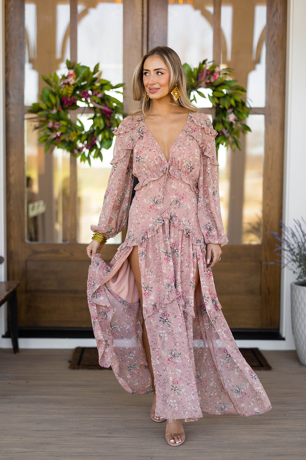 BuddyLove Pia Long Sleeve Maxi Dress - Adrift