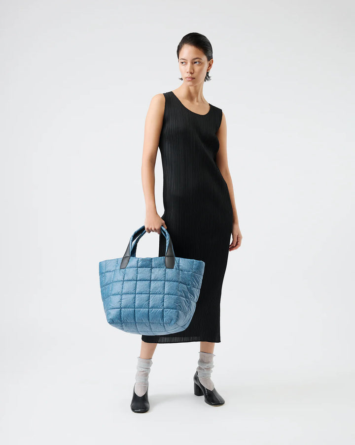 Vee Collective Porter Medium Tote Quilted Bag in Denim available at Barbara Katz