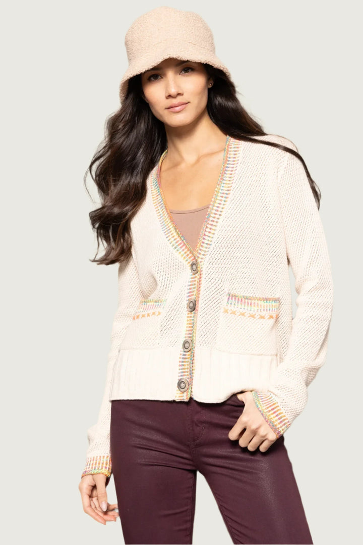 Lisa Todd Double Track Cardigan in Sheepskin/Vellum available at Barbara Katz