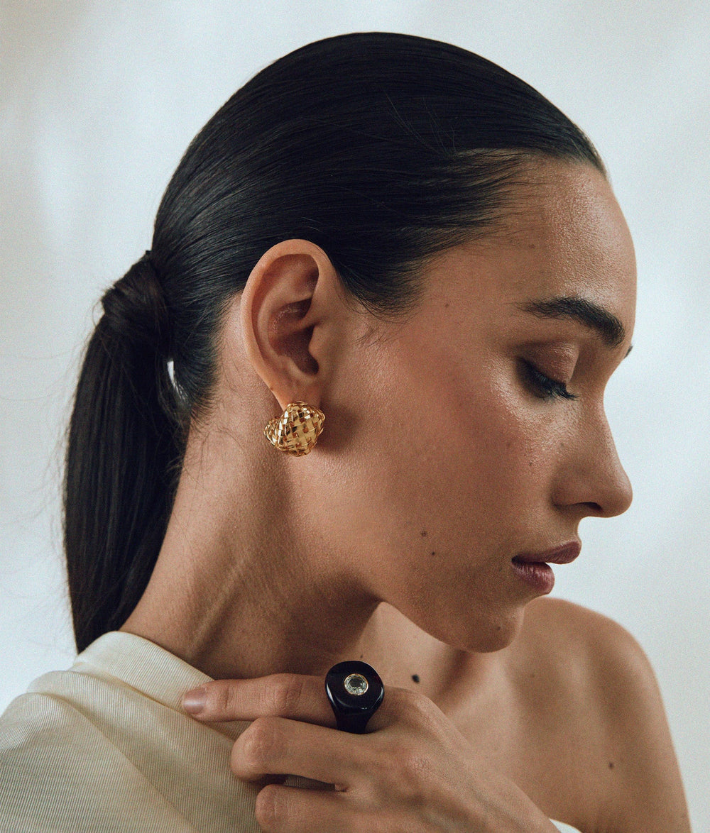 Lizzie Fortunato Woven Hoops in Gold available at Barbara Katz