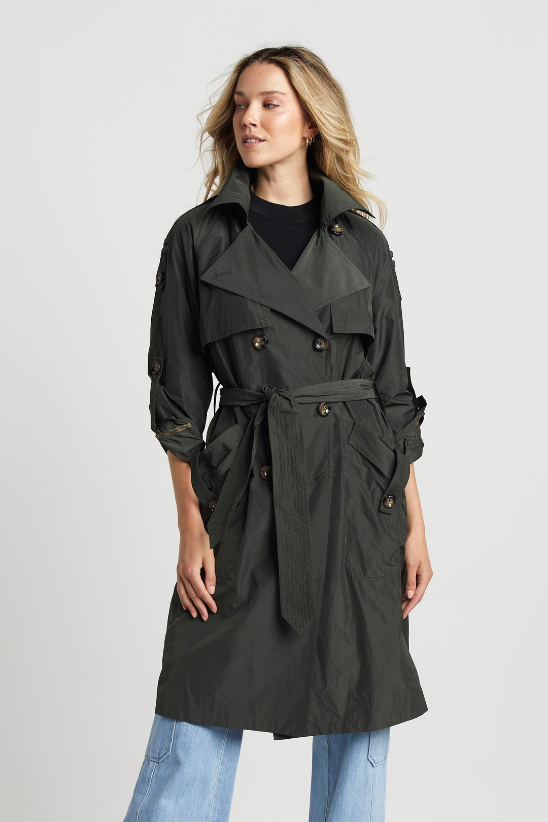 Adroit Atelier Raphael Trench Coat - Cilantro available at Barbara Katz