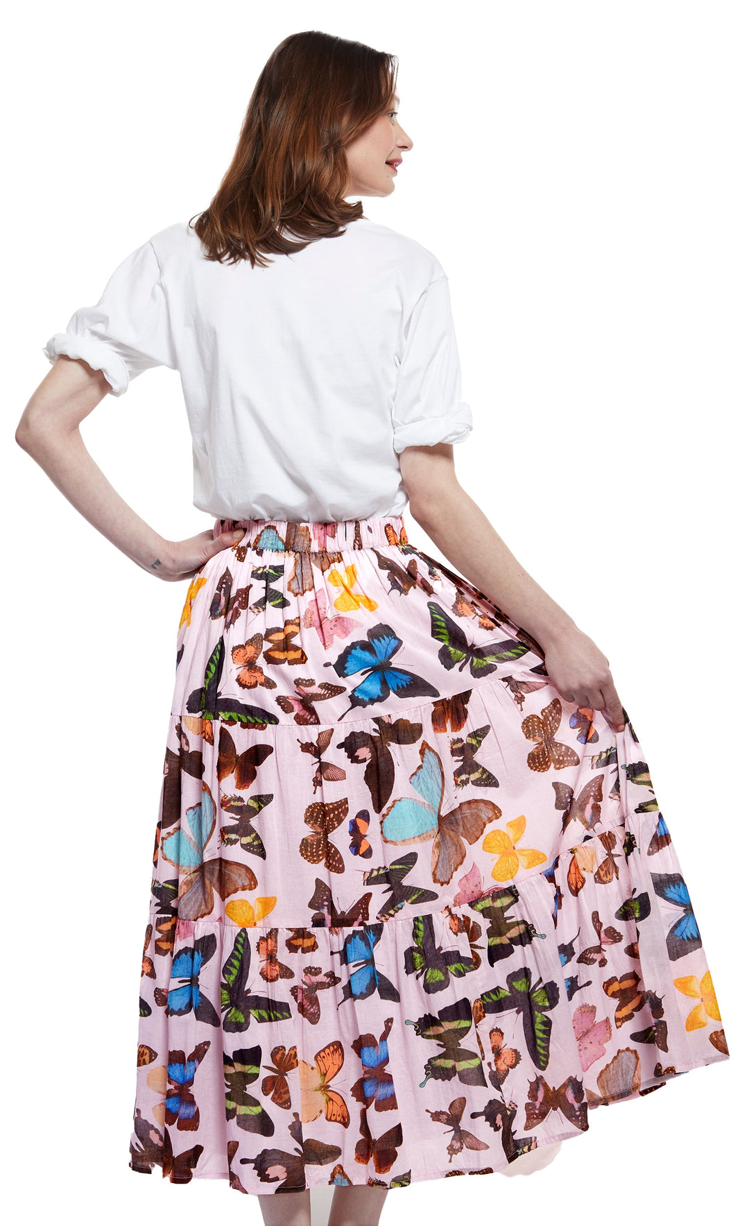 Woodstock Skirt in Pink with Butterflies XS / 3000-M610