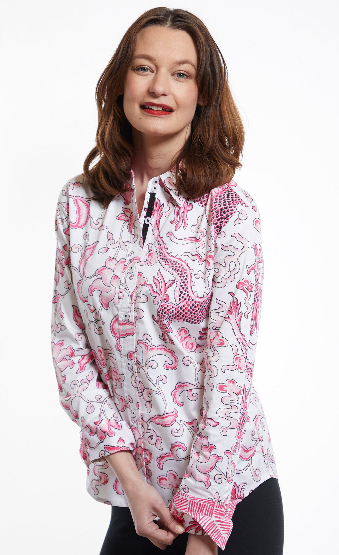 Rome Shirt with Pink Dragon Print XS / 402-M503