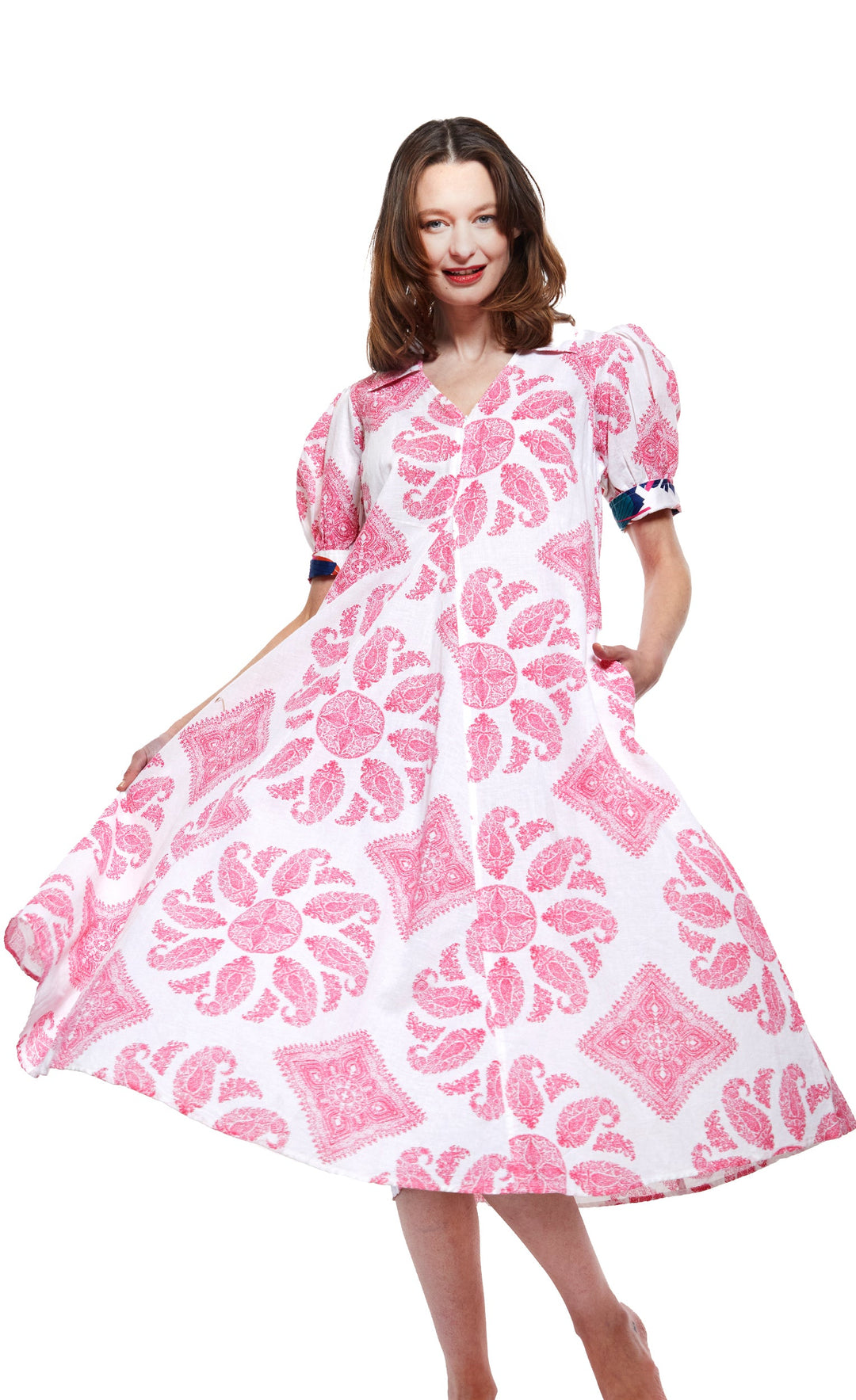 Dizzy-Lizzie Montauk Dress Pink And White Paisley