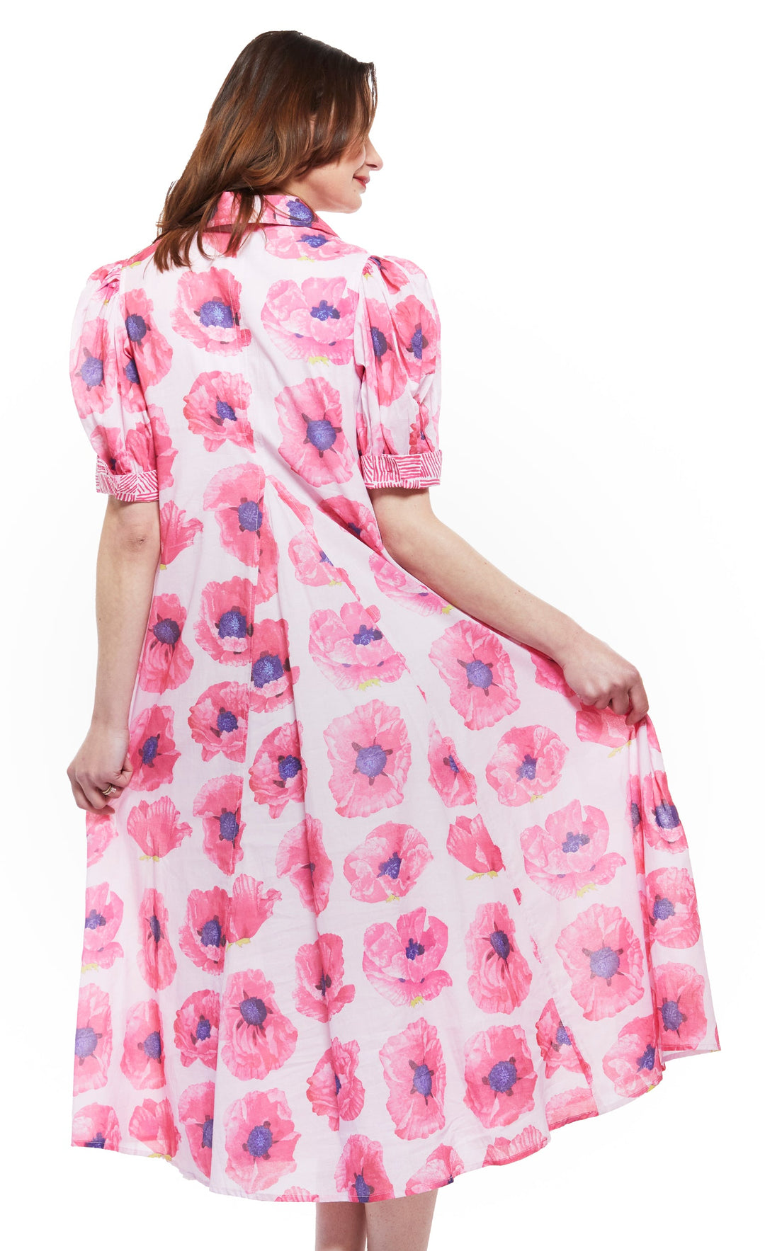 Montauk Dress in Pink with Poppy Print