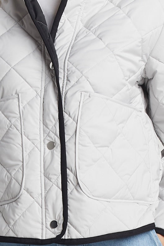 Adroit Atelier Shelby Short Quilted Hooded Jacket in Cloud available at Barbara Katz