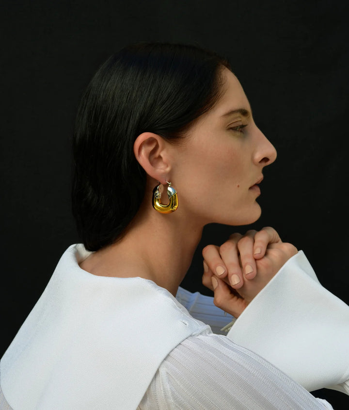 Lizzie Fortunato Organic Hoops in Mixed Metal