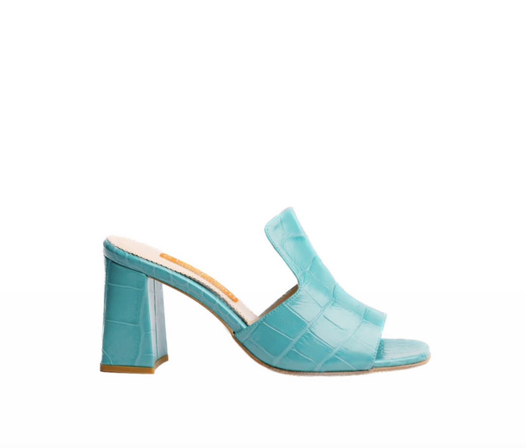 D. Lacquaniti Carmela Croc Mules - Seafoam Green