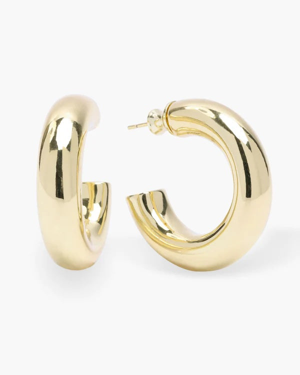 Melinda Maria 'She's So Smooth' Tube Hoop Earrings in Gold available at Barbara Katz